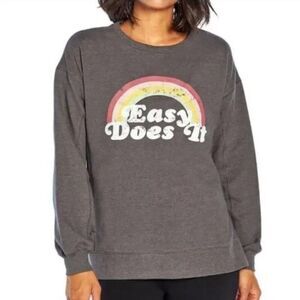 Wildfox Gray Easy Does It Printed Graphic Sweatshirt Size Medium